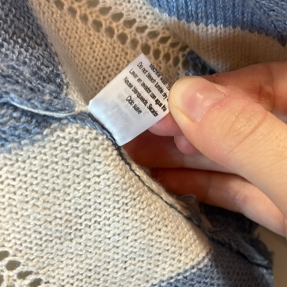 Poof Boutique Pointelle Knit Chevron Open Front Waterfall Cardigan - Size Large - Picture 12 of 12